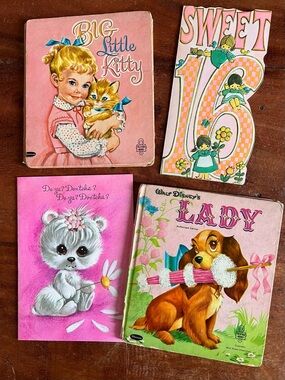 Precious Bundle Lot of 4 Vintage Books & Cards Ephemera Collage Junk Journal